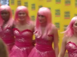 The Wiggies (Erika Corvette, Devon Jordan, London Clark, Ashley Cutrona, and Jeana Zettler) at the 'Standing Ovation' Premiere at Universal City CA. (Footage by WireImage Video/GettyImages) Stock Footage