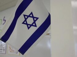 Israeli Flad in Classroom Stock Footage