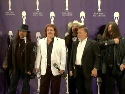 21st Annual Rock and Roll Hall of Fame Induction Ceremony press room Stock Footage