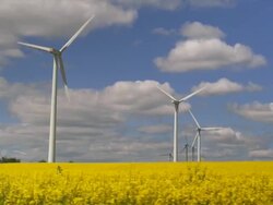 HD Wind Farm shot from a Drivers Point of View Stock Footage