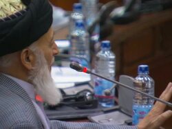 MS Man talking in Afghani Parliament / Kabul, Kabul Province, Afghanistan Stock Footage