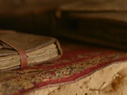 Old books at the library of Chinguetti Stock Footage