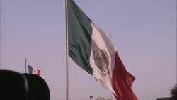 A large Mexican flag billows in the wind. Stock Footage
