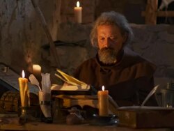 HD: Monk Reading A Book In Monastery Stock Footage