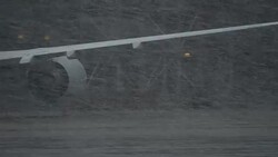 Snow Storm at the Airport Stock Footage