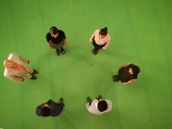 Business people forming alphabet D Stock Footage