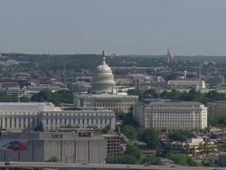 WS AERIAL View of Capitol Building and city Skyline / Washington, Dist. of Columbia, United States Stock Footage