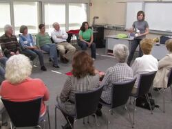 HD DOLLY: Seniors Attending First Aid Training Stock Footage