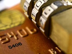 Padlock on a credit card Stock Footage