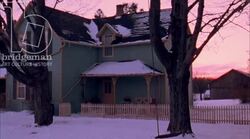 Static shot of a country home in the countryside by day in the snow, clip 11 Stock Footage