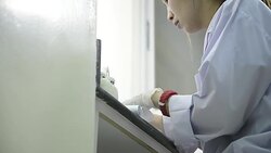asia women medical technology doing research in laboratory Stock Footage