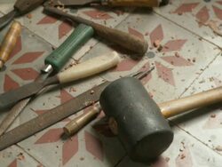 MS Sculptor's tools on floor / Havana, Cuba Stock Footage