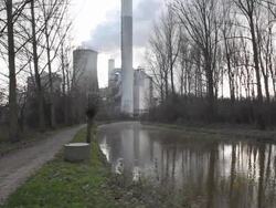 Power plant on a winter day Stock Footage