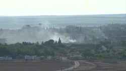 CLEAN : Fighting in Kobane as seen from Turkish border News Clip