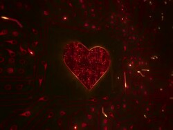 Heart with circuit board. Technology. Loop able. Orange. Stock Footage