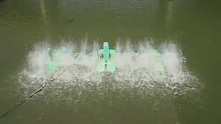 Turbine for water treatment and circulation of oxygen in the water. Stock Footage