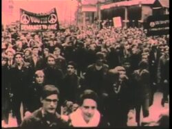 Demonstrators protest the testing of nuclear weapons. News Clip