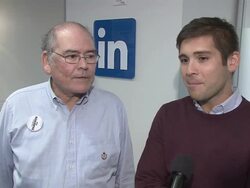 INTERVIEW - Hector Hernandez and his father discuss how excited they are to be in the office together, the activities they did together today at the event, how their discussions about Hector's job will differ and how Hector's parents will Stock Footage