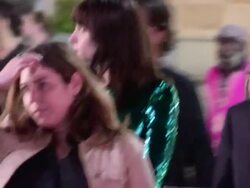 Jonny Lee Miller & Michele Hicks arrive at the Dar Stock Footage