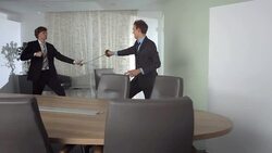 HD Super Slow-Mo: Competitive Businessmen Fencing Stock Footage
