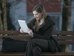 HD: Woman Video Chatting In The City Stock Footage