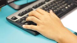 Using computer Stock Footage