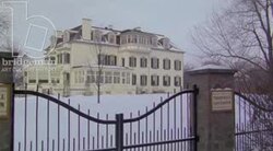 Static shot of a sanitorium in the snow Stock Footage