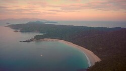 Aerial view of one the Burmese Islands in the archipelago in the Andaman sea Stock Footage