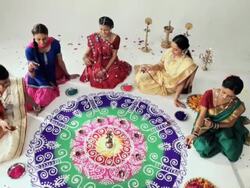 Group of women celebrating diwali festival Stock Footage
