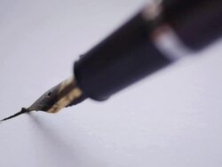With a pen to write "thank you" Stock Footage
