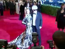 Amanda Seyfried and Pedro Almodovar at "PUNK: Chaos To Couture" Costume Institute Gala Stock Footage