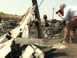 Crash site of Malaysia Airlines Flight MH17 Stock Footage