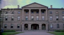 Static shot of a historical building, 1908 - reenactment Stock Footage