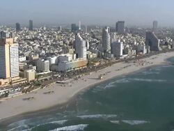 Aerial coastline, Tel Aviv, Israel Stock Footage