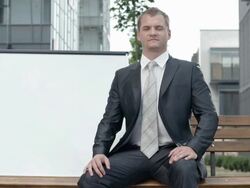 HD DOLLY: Portrait Of A Businessman With Whiteboard Stock Footage