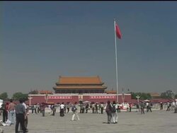 WS, China, Beijing, people in front of Tiananmen Gate Stock Footage