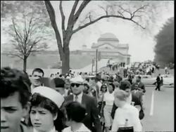 Black and whites marching during Civil Rights Stock Footage