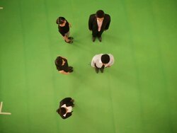 Business people forming alphabet F Stock Footage