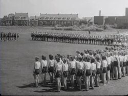 Opening of the summer competition for boys and girls from the Hitler Jugend and the Jeugdstorm Stock Footage