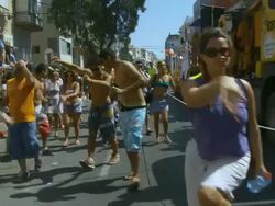 MS POV Crowds celebrate and dance at gay pride  in streets / Tel Aviv, Israel  Stock Footage