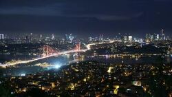 Istanbul Bosphorus Bridge at night Stock Footage