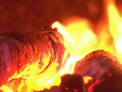 Fire burning in the chimney (close-up, PAL, sound included) Stock Footage