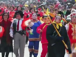  MS Traditional festive folk celebration or carnival during chinese spring festival  AUDIO  / xi'an, shaanxi, china Stock Footage
