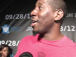 Nets player James Mays talks at Barclays opener Stock Footage