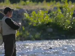 Fly Fishing in River, Close-up Stock Footage