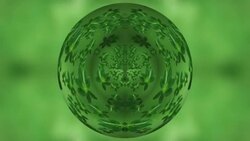 Clusters of green tea leaves warp around in a glass sphere. Stock Footage