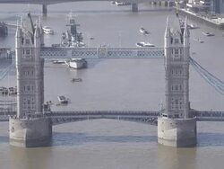 WS AERIAL ZI ZO View of Tower Bridge / London, United Kingdom  Stock Footage