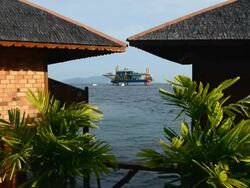 Oil rig converted to dive site in Sipadan, Malaysia Stock Footage