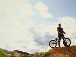 HD CRANE: Portrait Of A Bmx Dirt Rider Stock Footage