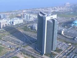 Aerial Matam business and hi-tech park Haifa, Israel Stock Footage